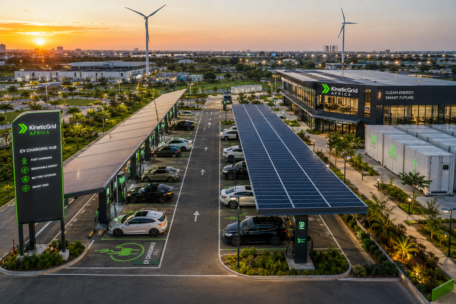 EV charging stations with solar canopy infrastructure